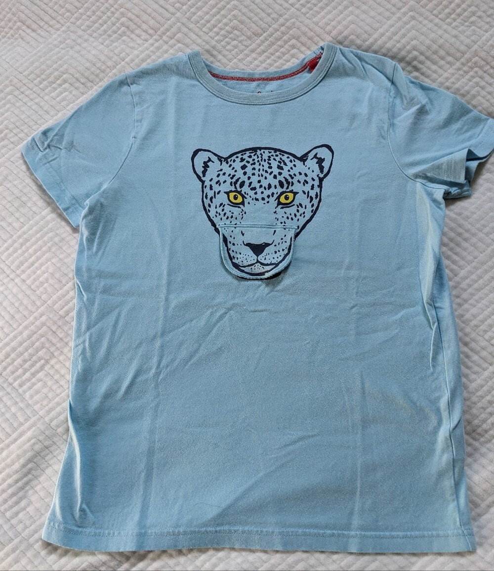 Mini Boden Leopard Grrr Applique Shirt Pink Stripe 11-12